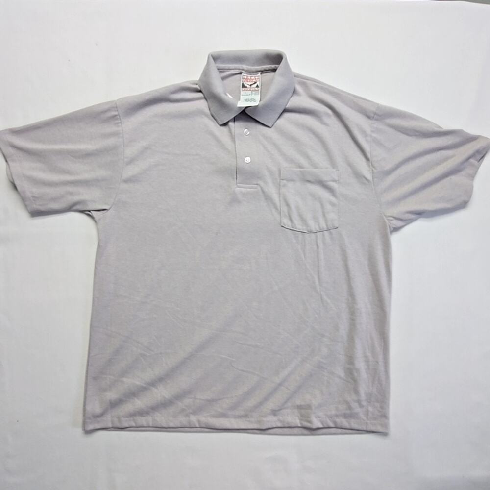 Vintage Blank Polo Great American Originals Gray Pocket Mens Large Shirt 90s VTG